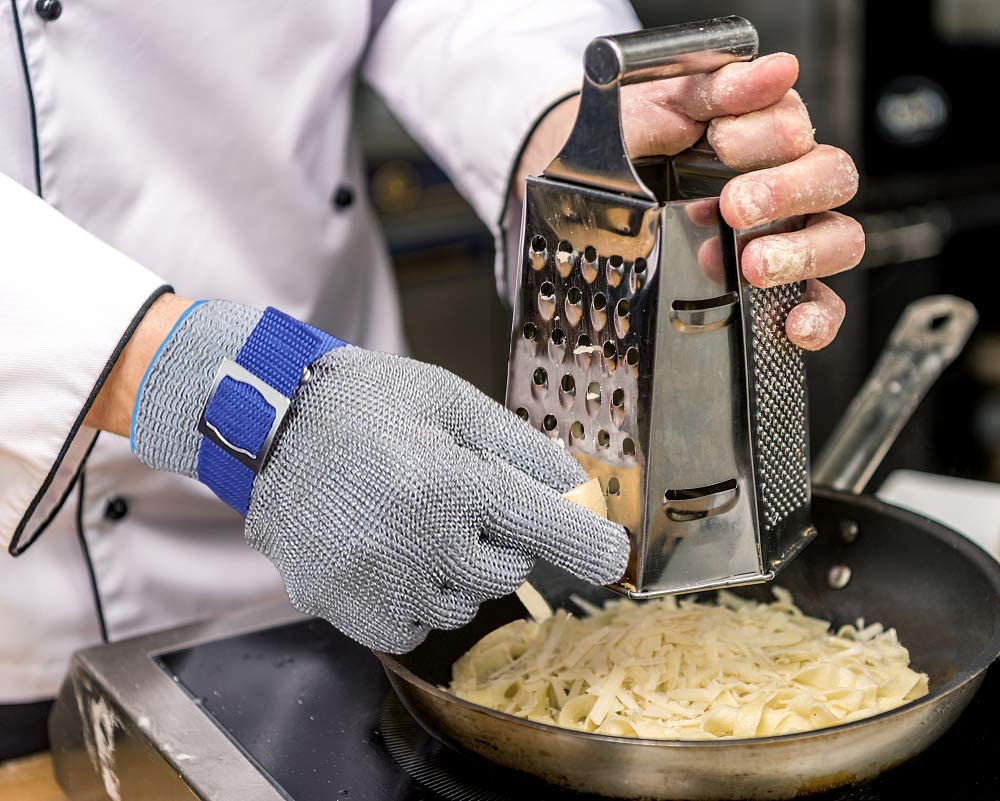 Fødevaresikker skærefast handske i rustfrit stålnet