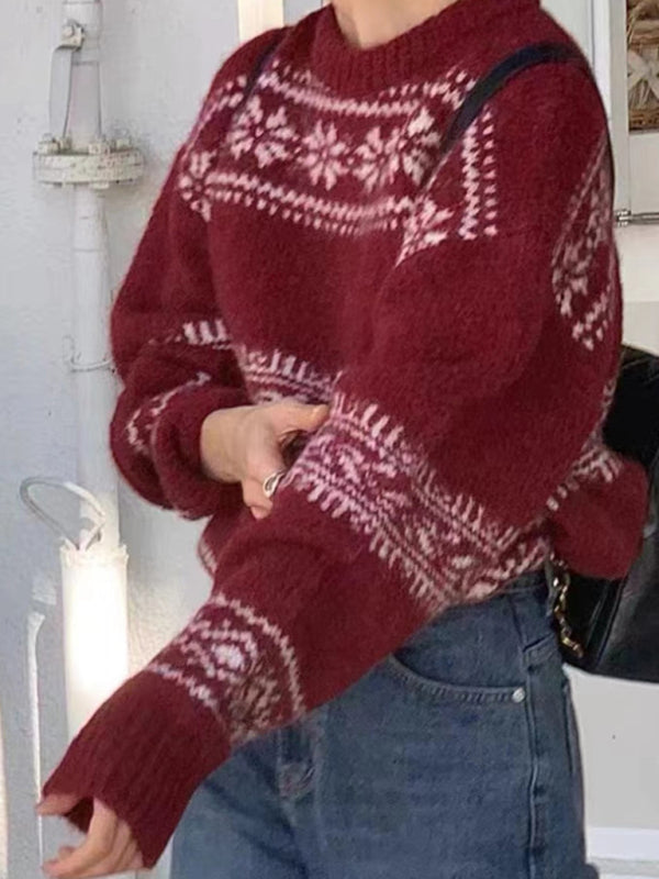 Fair Isle-striktrøje i relaxed fit til damer