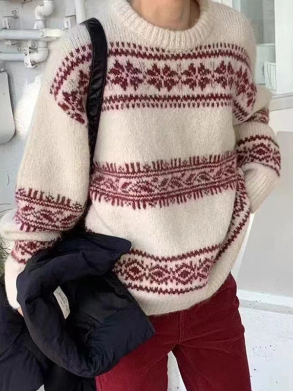 Fair Isle-striktrøje i relaxed fit til damer