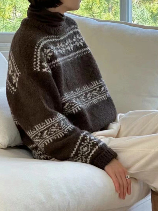 Fair Isle-striktrøje i relaxed fit til damer