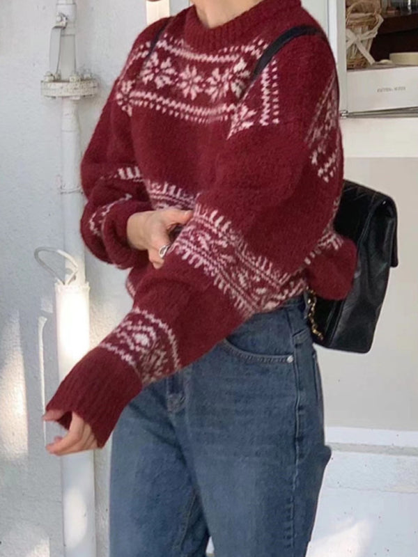 Fair Isle-striktrøje i relaxed fit til damer