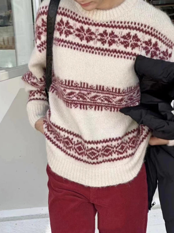 Fair Isle-striktrøje i relaxed fit til damer