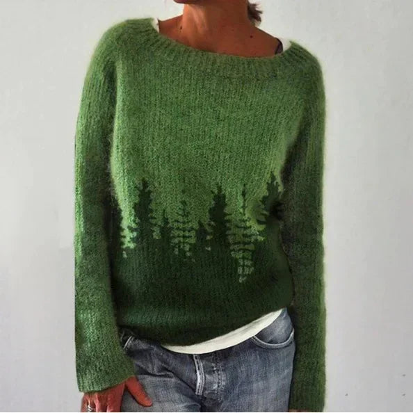 Fair Isle-sweater med rund hals til damer