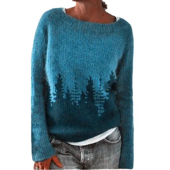 Fair Isle-sweater med rund hals til damer