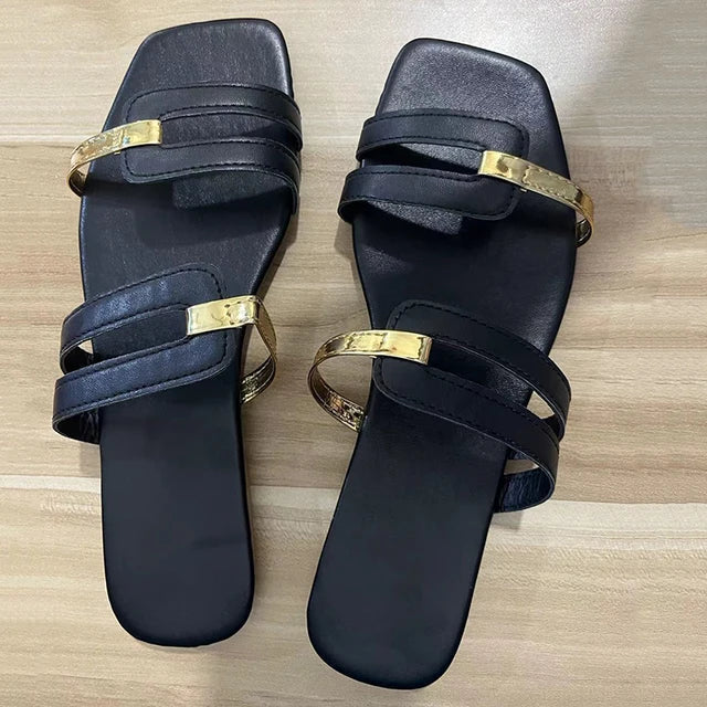 Flade mules med åben tå til damer