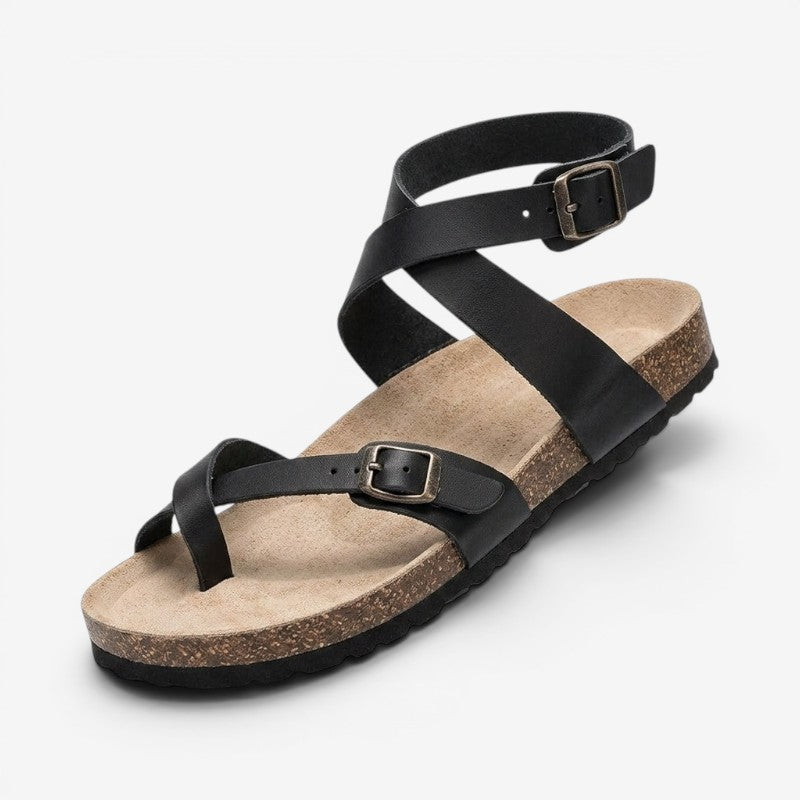 Flade sandaler med tårem og justerbart spænde