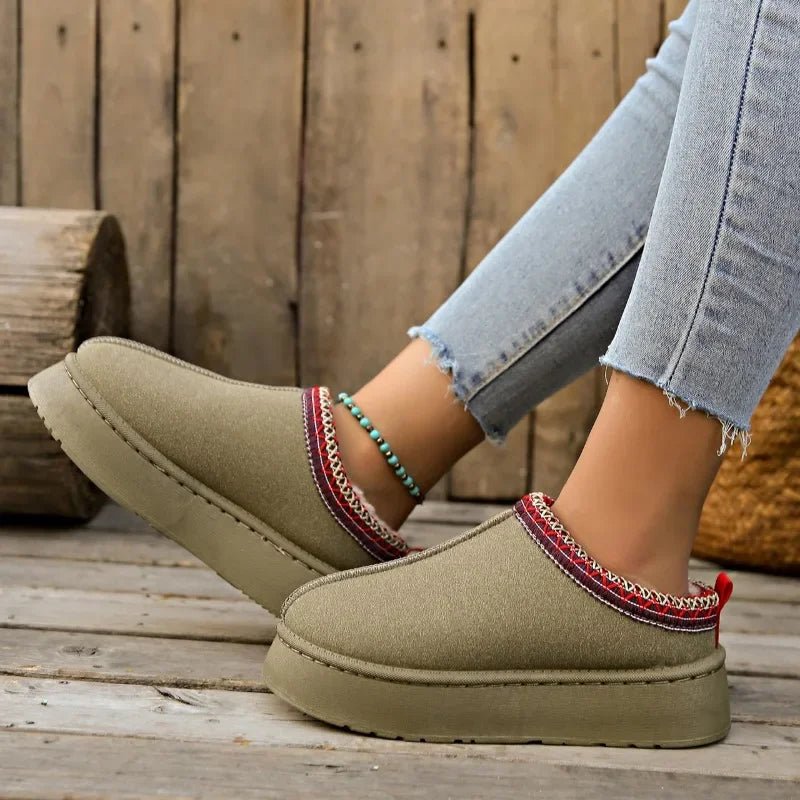Fleeceforede slip-on-mules til damer til koldt vejr