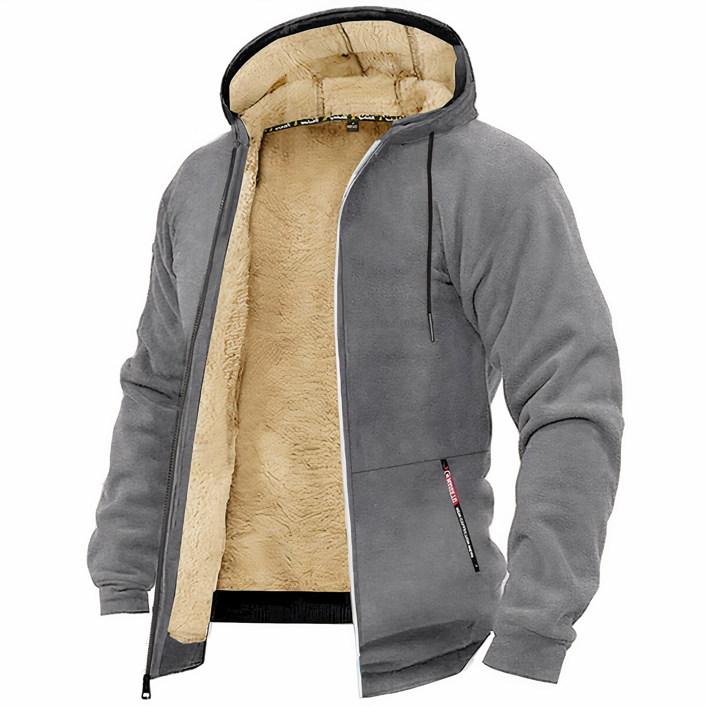 Fleeceforet herrehættetrøje med lynlås