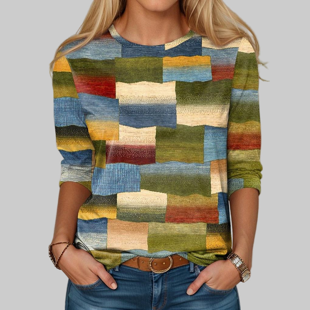 Flerfarvet t-shirt med rund hals