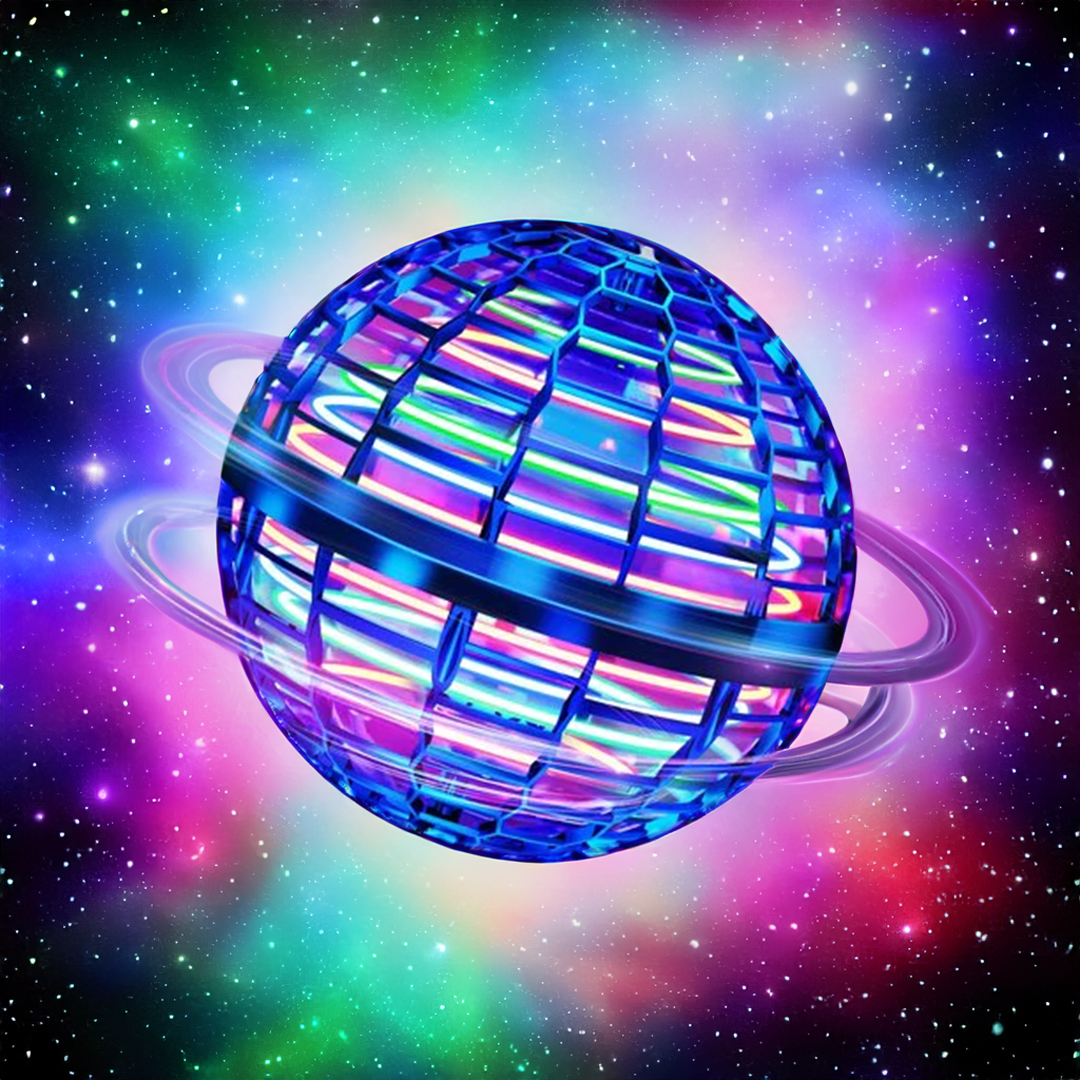 Flyvende orb-bold | Aerodynamisk flyvespinner med LED-effekter | 360° rotation og boomerangfunktion | Stødsikkert kabinet og USB-hurtigopladning