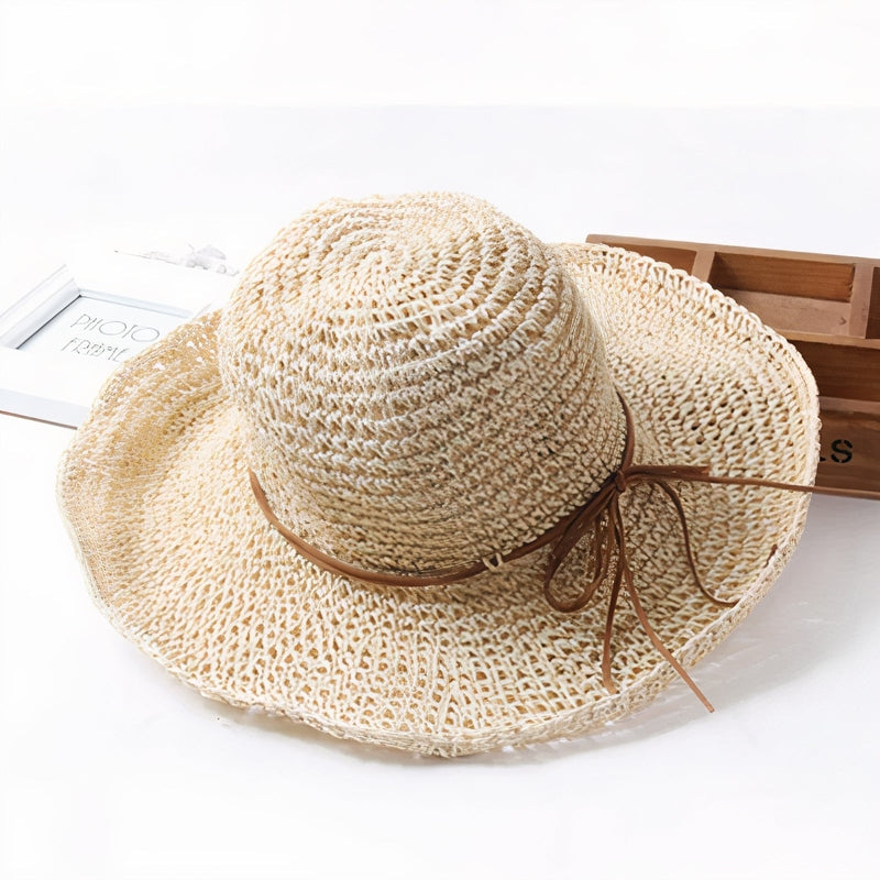 Foldbar fedora-solhat til kvinder med bred skygge – universel