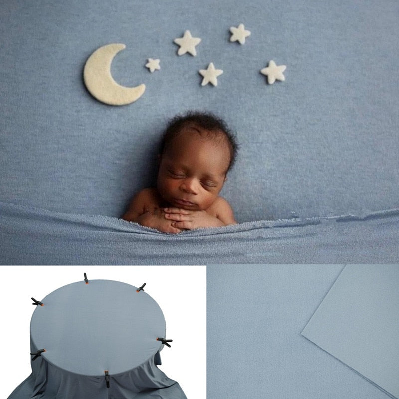 Fotorekvisitter til baby – sæt med svøb og baggrundstæppe
