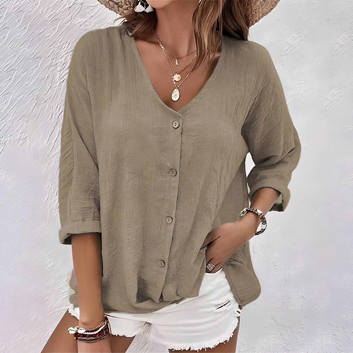 Gennemknappet damebluse