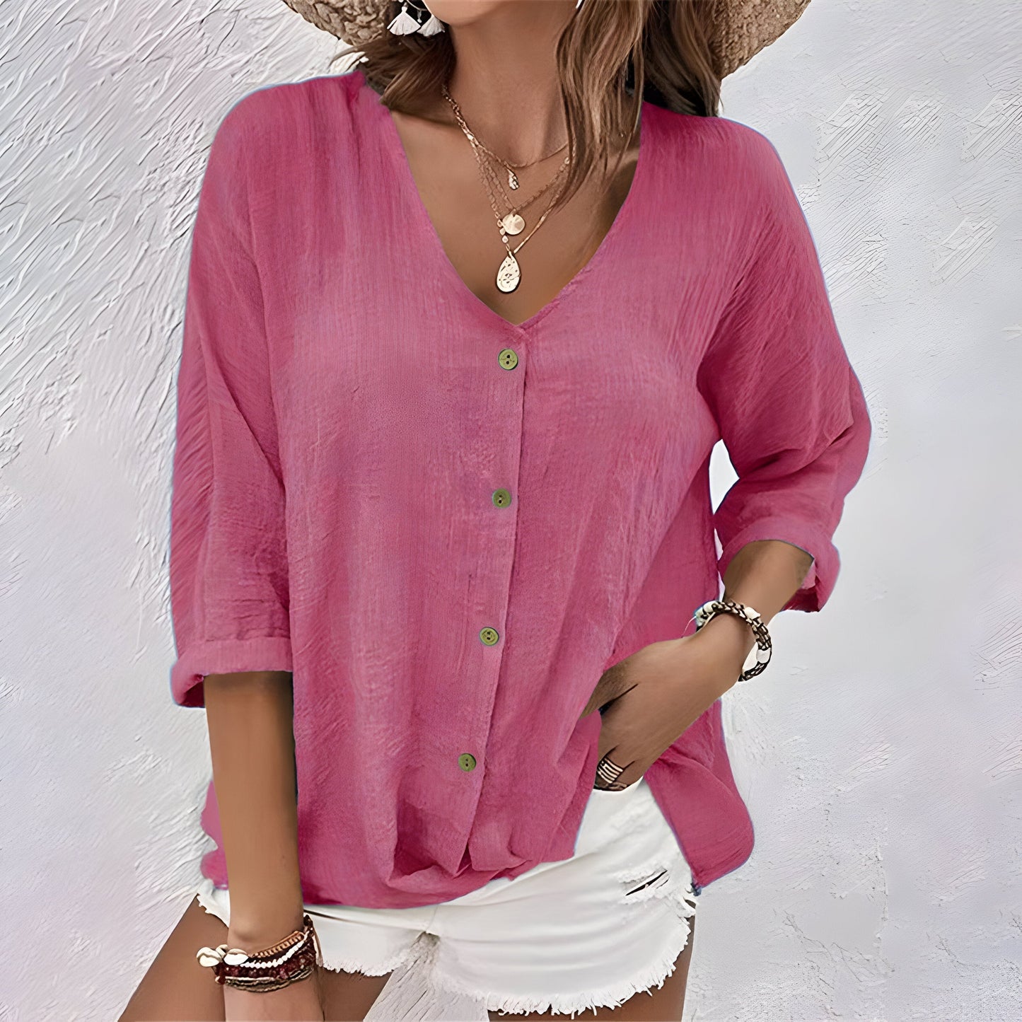 Gennemknappet damebluse