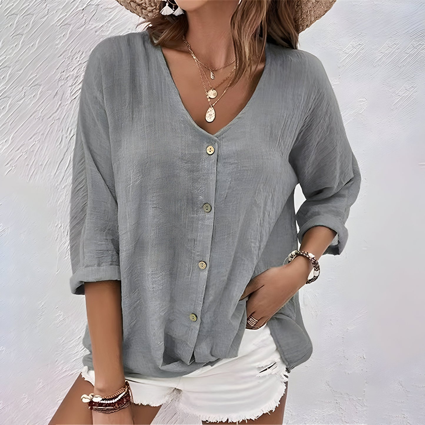 Gennemknappet damebluse