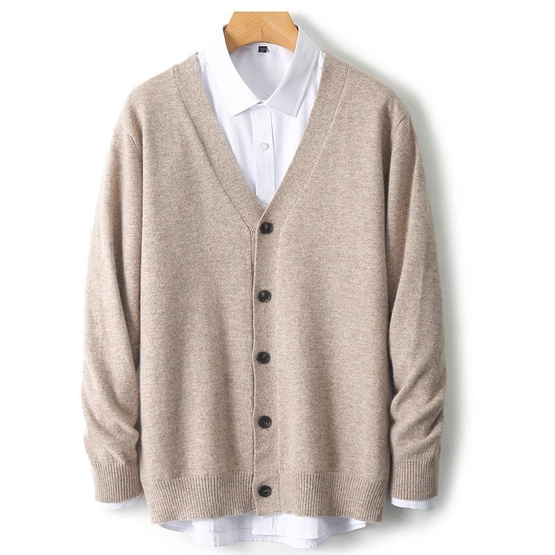 Gennemknappet herrecardigan med V-hals