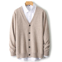 Gennemknappet herrecardigan med V-hals