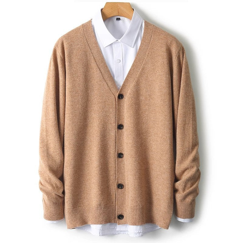 Gennemknappet herrecardigan med V-hals