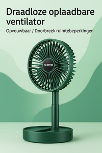 Genopladelig ventilator - vippebar og kraftfuld