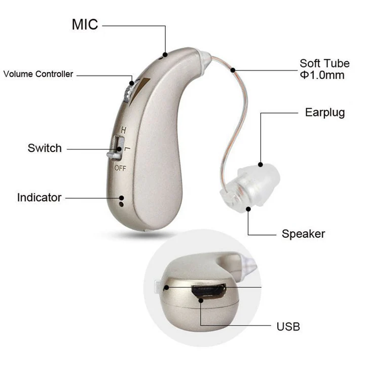 Genopladeligt Bluetooth-høreapparat