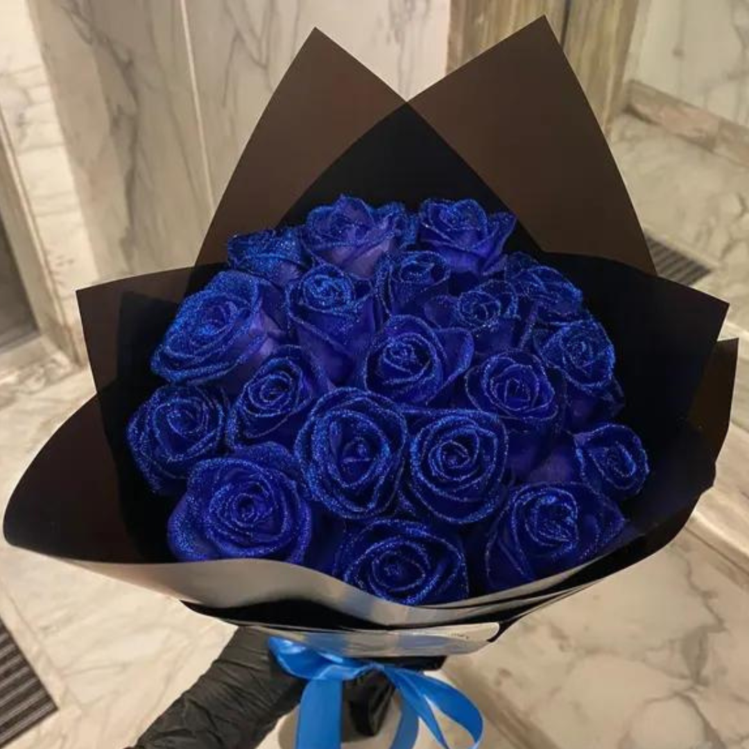 Glitrende evighedsrosebuket - Romantiske kunstige blomster