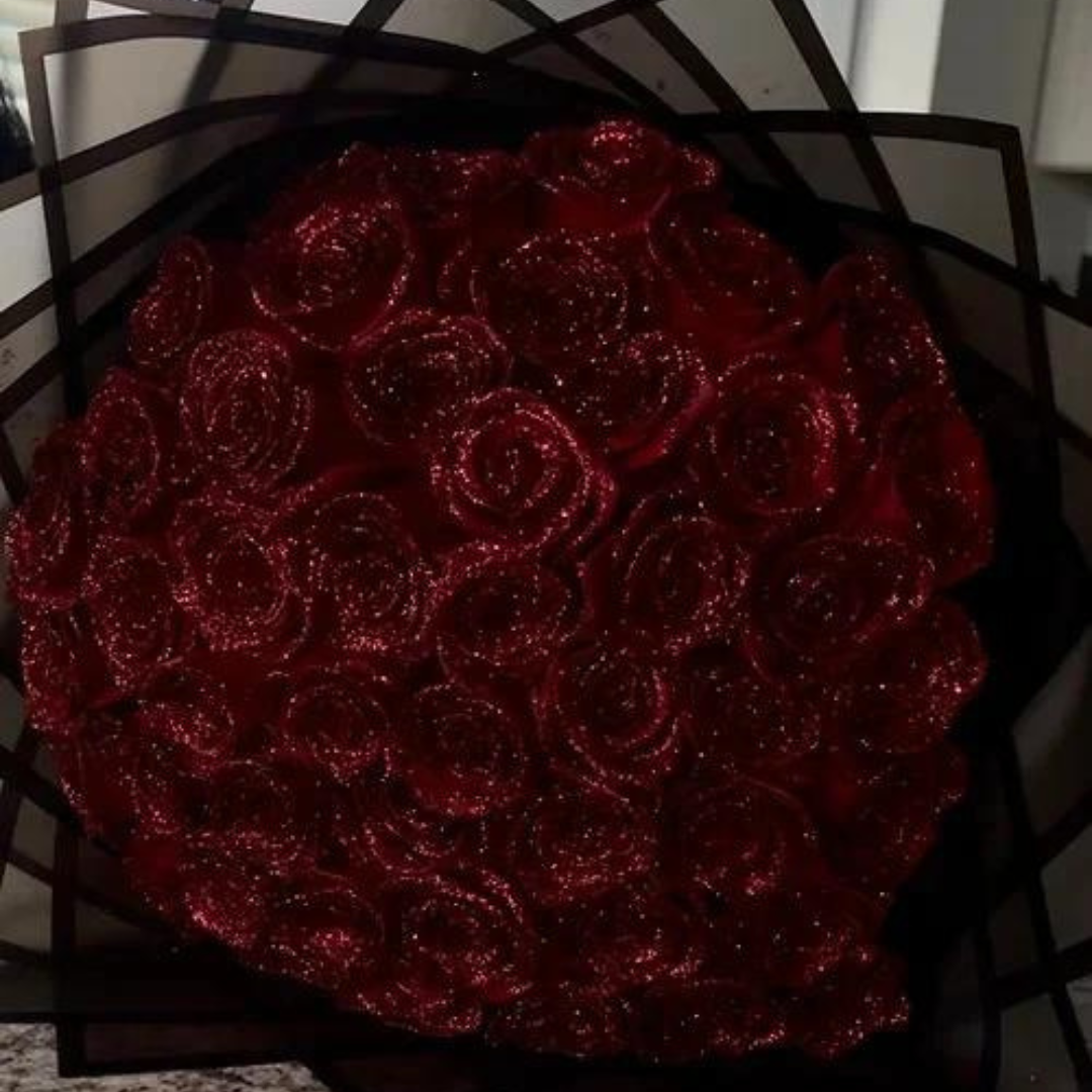 Glitrende evighedsrosebuket - Romantiske kunstige blomster