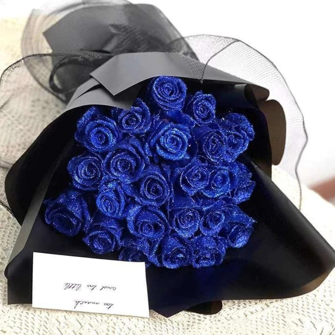 Glitrende evighedsrosebuket - Romantiske kunstige blomster