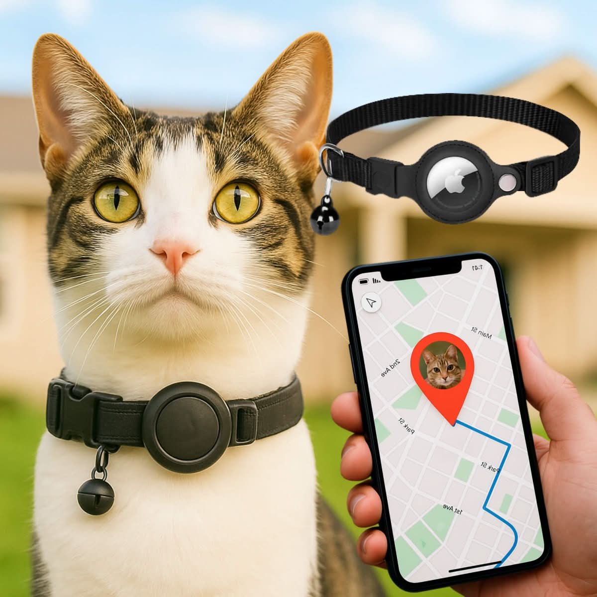 GPS-halsbånd til katte med refleksdesign