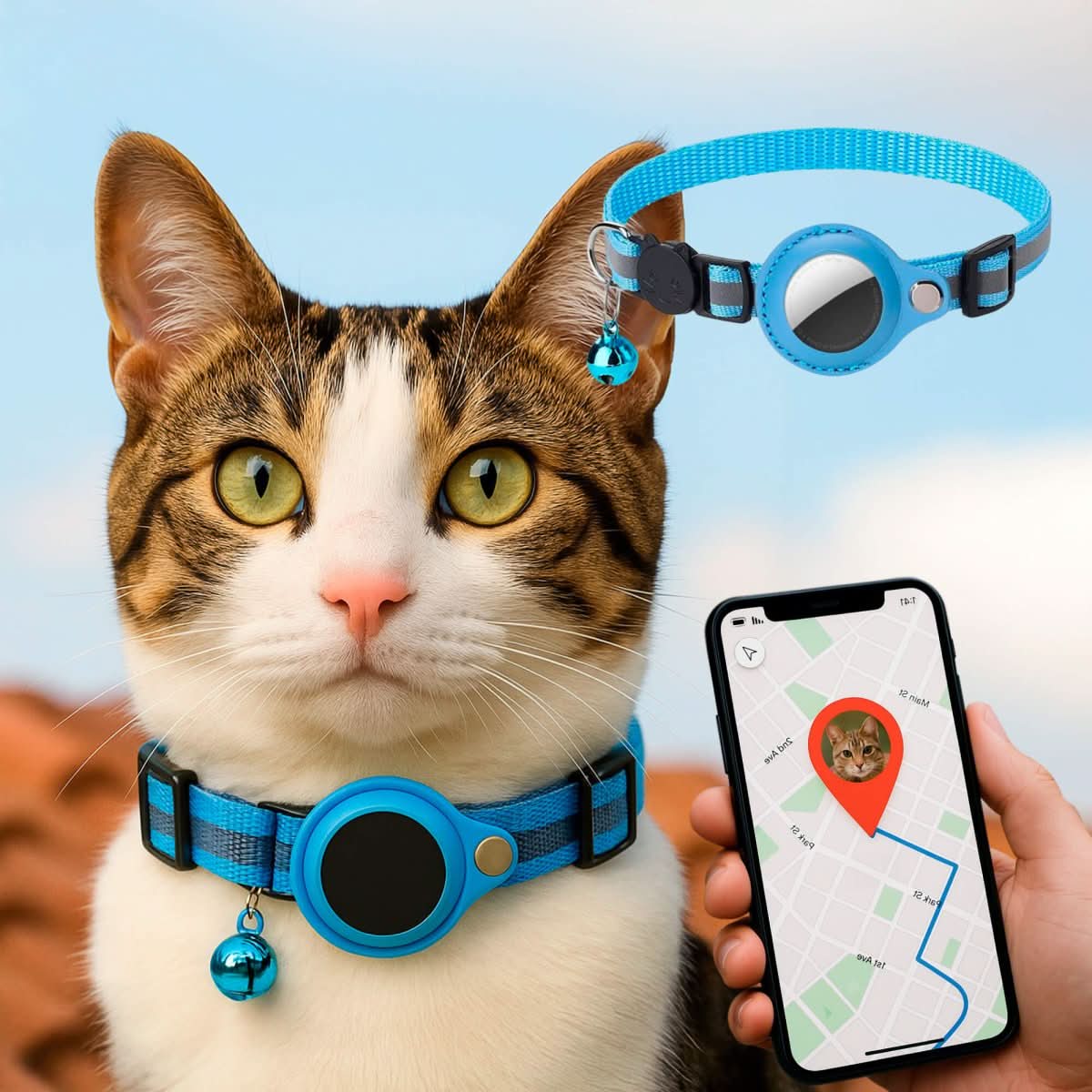 GPS-halsbånd til katte med refleksdesign