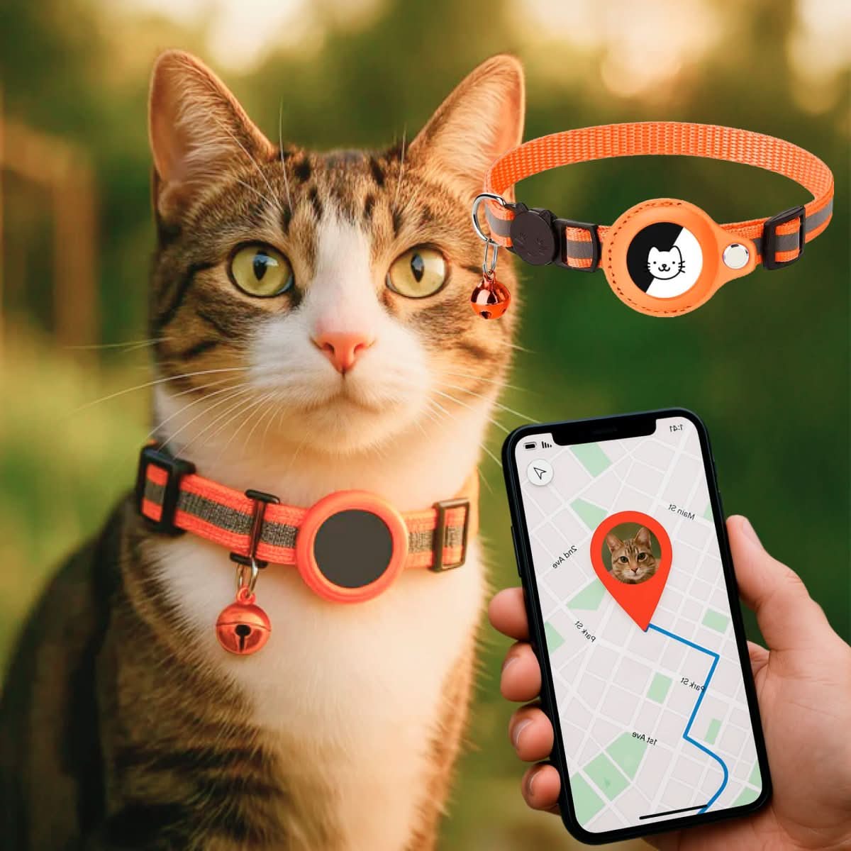 GPS-halsbånd til katte med refleksdesign