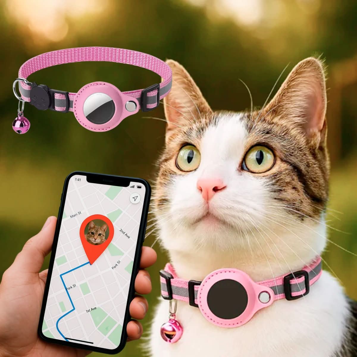 GPS-halsbånd til katte med refleksdesign