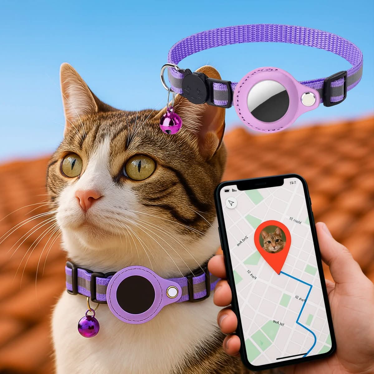 GPS-halsbånd til katte med refleksdesign