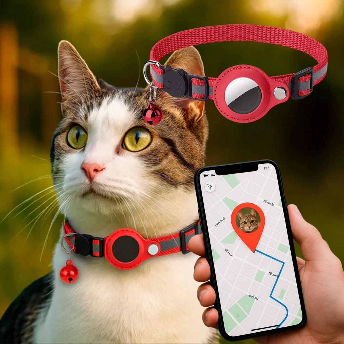 GPS-halsbånd til katte med refleksdesign