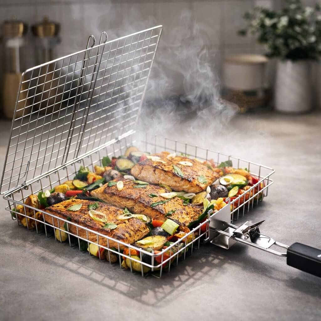 Grillkurv i rustfrit stål | Jævn varmefordeling