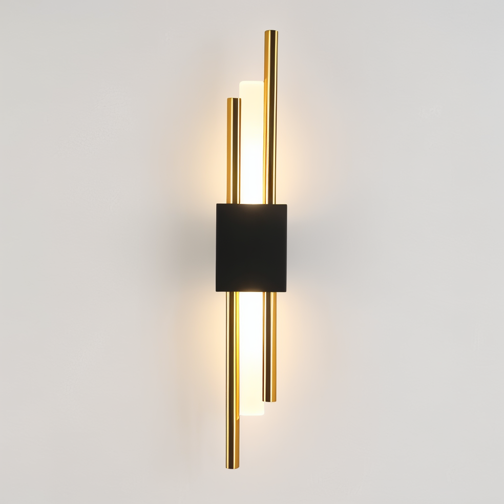Guld/sort væglampe - Luksuriøst lineært design, justerbar varm/neutral/kold belysning