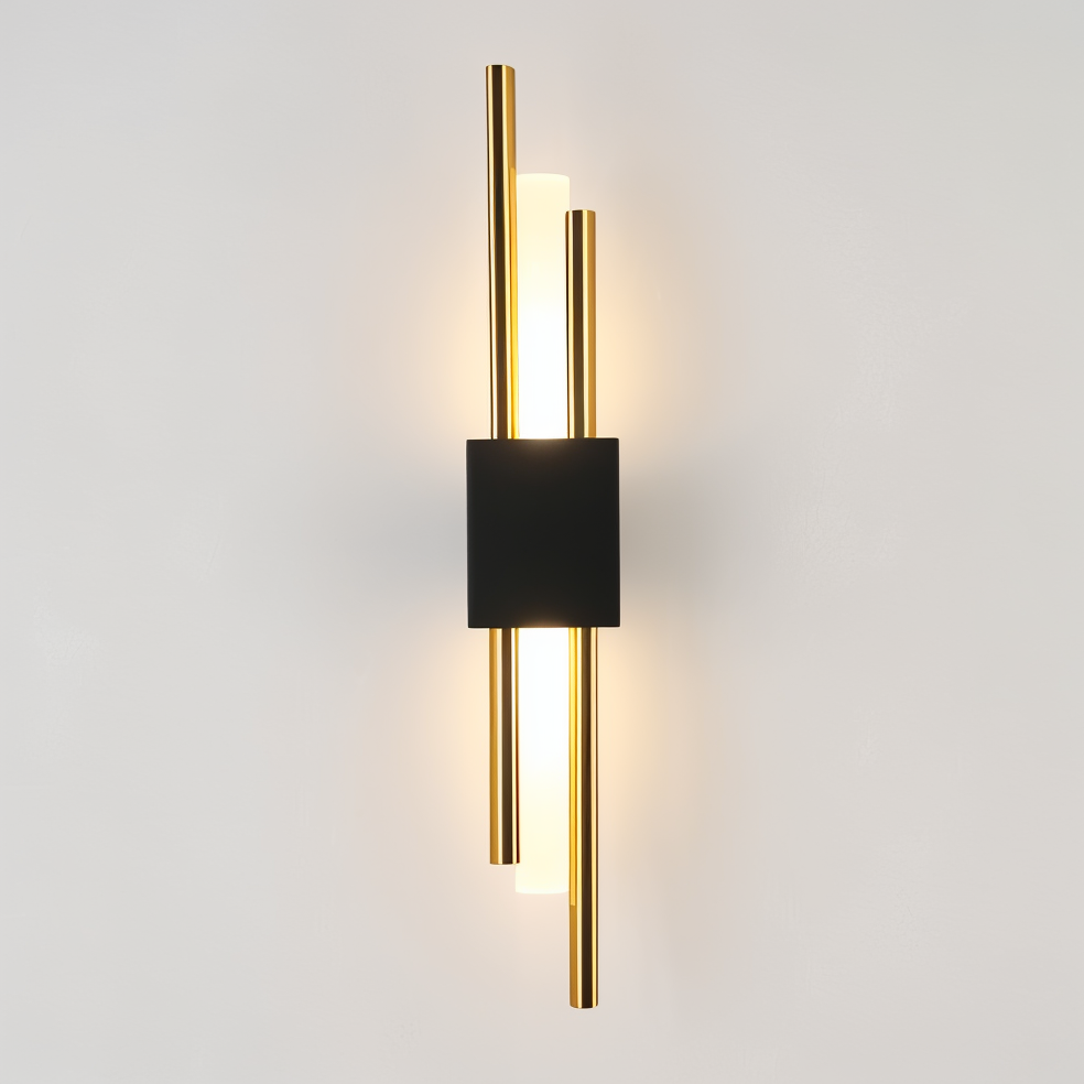 Guld/sort væglampe - Luksuriøst lineært design, justerbar varm/neutral/kold belysning