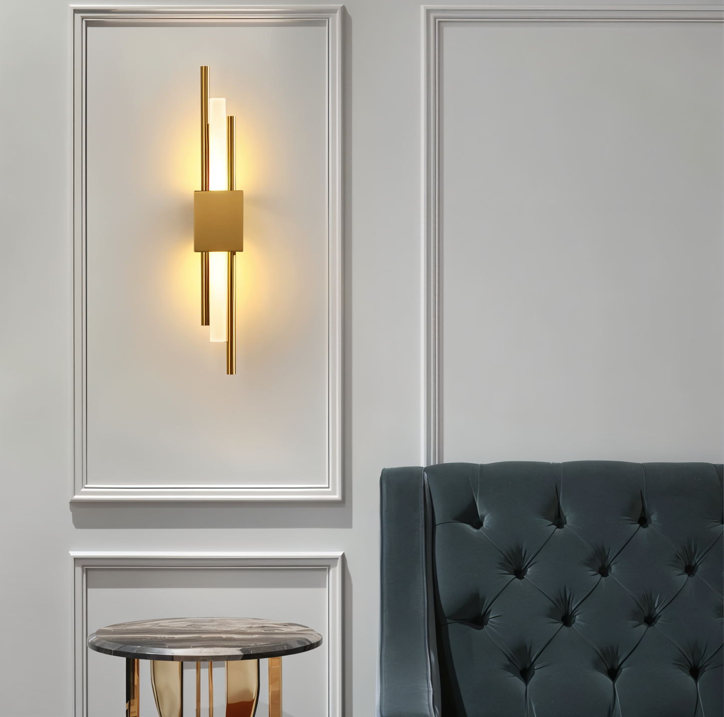 Guld/sort væglampe - Luksuriøst lineært design, justerbar varm/neutral/kold belysning