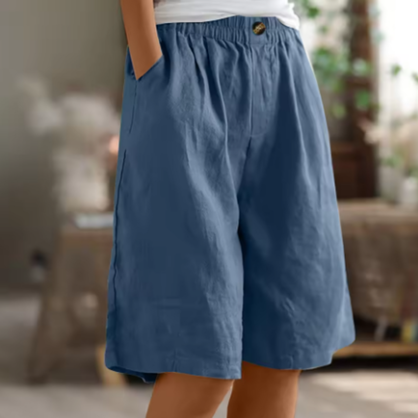 Højtaljede dameshorts med vide ben