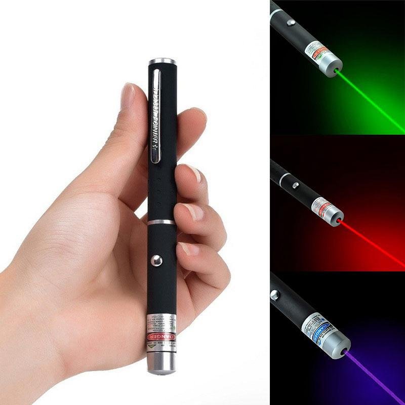 Højtydende laserpointer i flere farver – rød, grøn, blåviolet