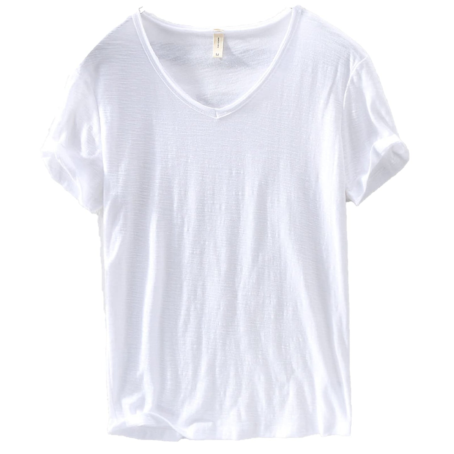 Hør- og bomulds-T-shirt med V-udskæring til mænd