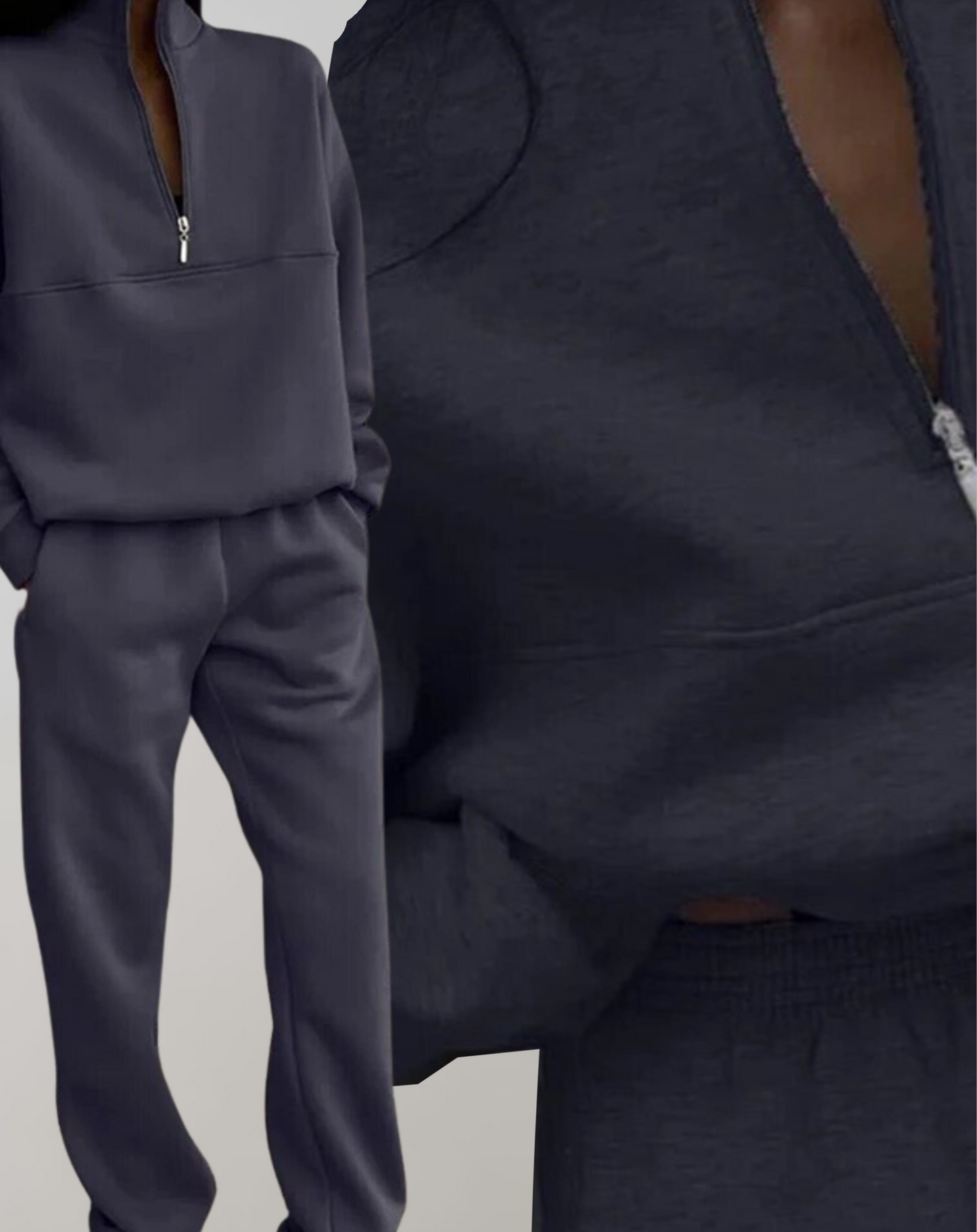 Half-zip pullover-sweatsæt til damer