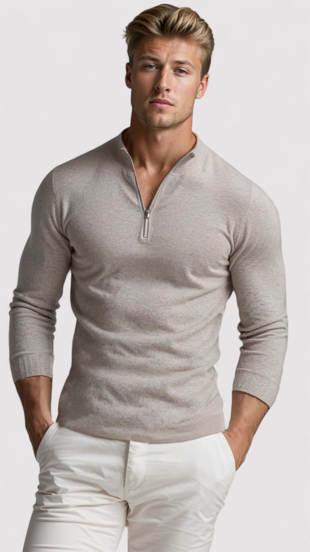 Half-zip sweater til mænd
