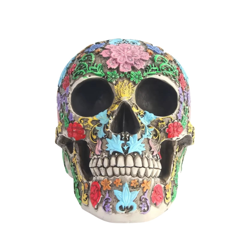 Halloween-kranieskulptur i resin til dekoration