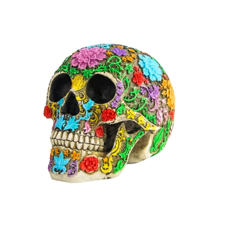 Halloween-kranieskulptur i resin til dekoration
