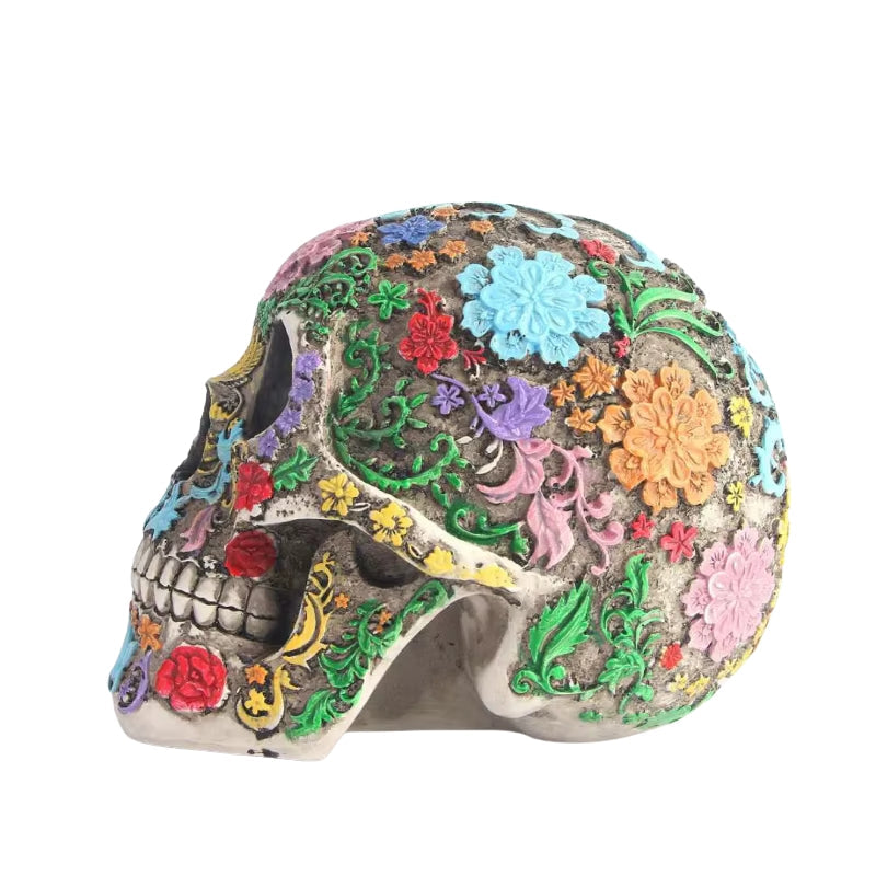 Halloween-kranieskulptur i resin til dekoration