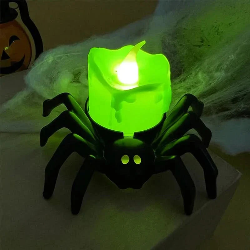 Halloween LED-dødningehoved- og edderkoppelampe – uhyggelig boligindretning