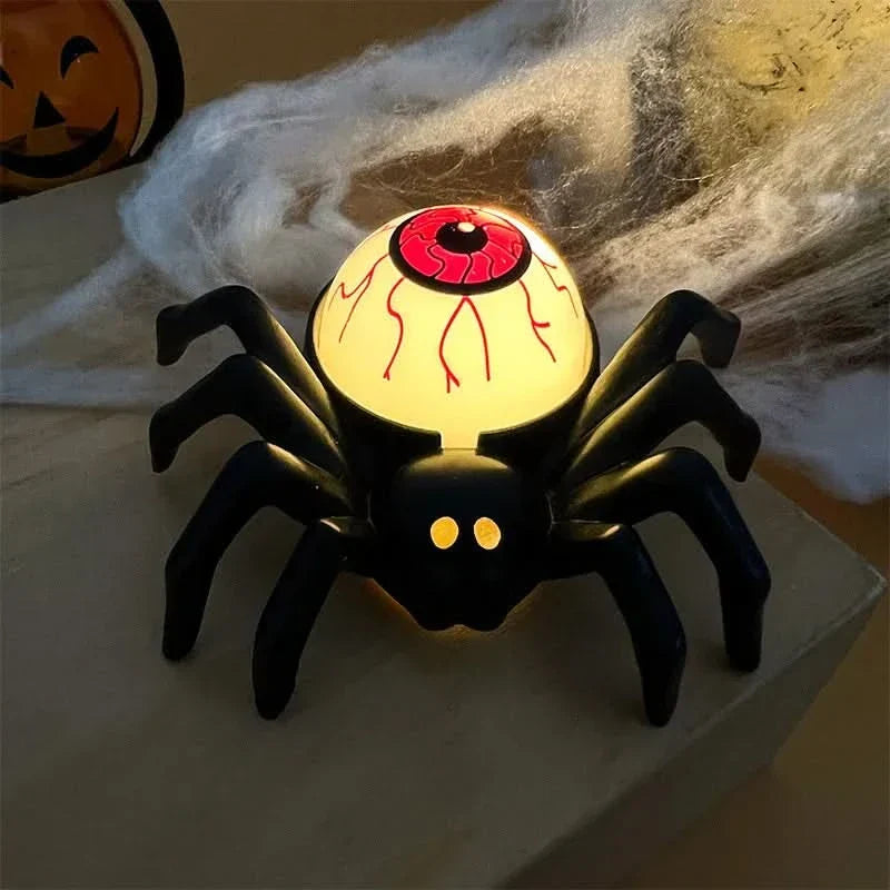 Halloween LED-dødningehoved- og edderkoppelampe – uhyggelig boligindretning