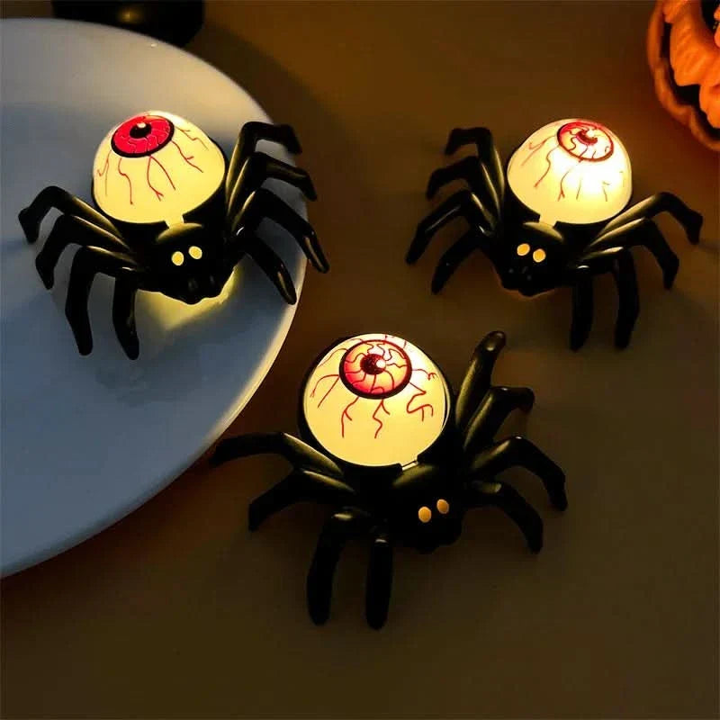 Halloween LED-dødningehoved- og edderkoppelampe – uhyggelig boligindretning