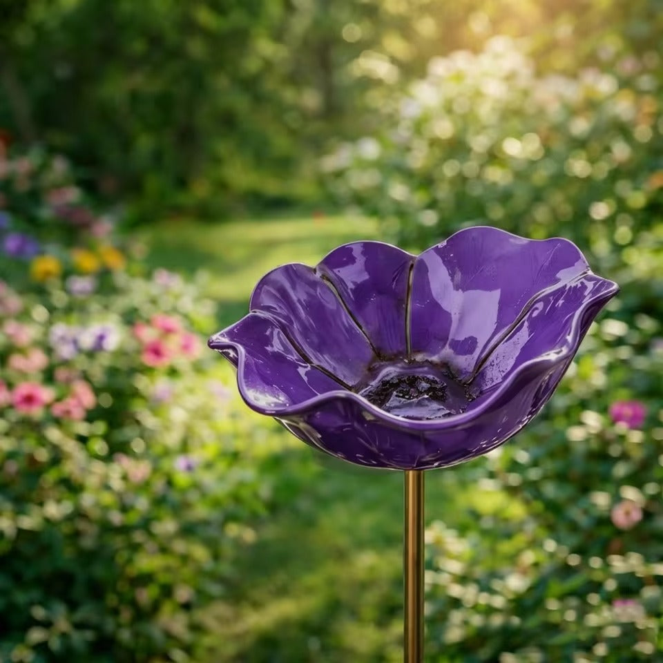 Håndlavet blomsterformet fuglebad – Giv liv til din have