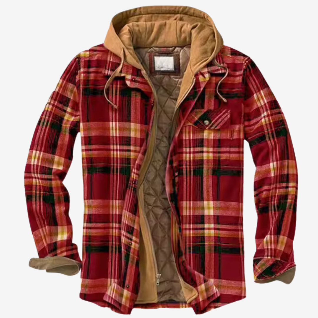 Herre bomberjakke med hætte og quiltet for